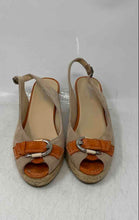 Load image into Gallery viewer, Castell Womens Beige Suede Peep Toe Wedge Heel Espadrille Sandals Size EUR 36