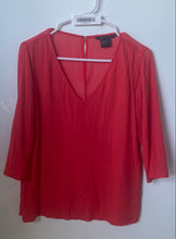 Load image into Gallery viewer, Armani Exchange Womens Red 3/4 Sleeve V-Neck Collarless Blouse Top Size Medium