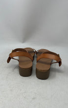 Load image into Gallery viewer, Express Womens Brown Leather Open Toe Platform Ankle Strap Sandals Size 6.5