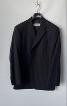 Load image into Gallery viewer, Hugo Boss Mens Black Pinstripe Print Wool Long Sleeve 3-Button Blazer Size 42R