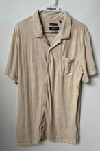 Load image into Gallery viewer, Kenneth Cole Mens Beige Short Sleeve Collared Slim Fit Button-Up Shirt Size L
