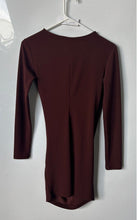 Load image into Gallery viewer, Zara Womens Brown Keyhole Cutout Long Sleeve Draped Mini Dress Size Small