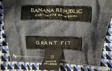 Load image into Gallery viewer, Banana Republic Mens Black Blue White Geo Cotton Long Sleeve Button-Up Shirt S