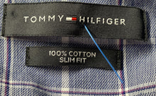 Load image into Gallery viewer, Tommy Hilfiger Mens Blue Plaid Long Sleeve Collared Slim-Fit Dress Shirt Size XL