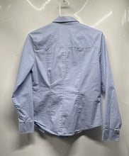 Load image into Gallery viewer, New York & Company 7th Avenue Design Studio Womens Blue White Button-Up Shirt S