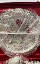 Load image into Gallery viewer, Set Of 8 Pcs Silver Tone Collectible Pooja Thali Meenakari With Red Velvet Box