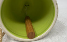 Load image into Gallery viewer, White Green Dragonfly Watercolor Decorative Ceramic Bell With Jute Hanging Loop