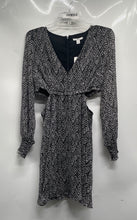 Load image into Gallery viewer, Bar III Womens Black White Printed Balloon Sleeve Cut-Out Mini Dress Sz M W/Tags