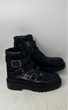 Load image into Gallery viewer, Aldo Mens Zayro Black Leather Lace-Up Triple Buckle Ankle Biker Boots Size 9