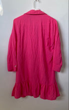 Load image into Gallery viewer, Zara Womens Pink Long Sleeve Collared Ruffle Hem Shirt Dress Size Medium