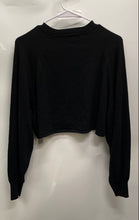 Load image into Gallery viewer, Zara Womens Black Long Sleeve Crew Neck Cropped Pullover Sweatshirt Size Small