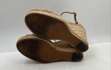 Load image into Gallery viewer, Authentic Tory Burch Womens Macy Beige Wedge Espadrille Sandals Sz 10.5B Stained
