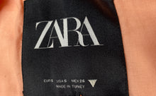Load image into Gallery viewer, Zara Womens Light Peach Short Sleeve Collared Cropped One Button Blazer Size S
