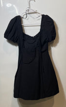 Load image into Gallery viewer, Zara Womens Black Short Puff Sleeve Square Neck Tie-Back Mini Dress Size Medium