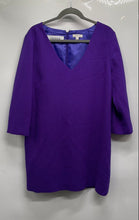 Load image into Gallery viewer, J.Crew Womens Purple Wool 3/4 Sleeve V-Neck Back-Zip Shift Dress Size 14