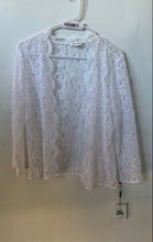 Load image into Gallery viewer, Calvin Klein Womens White Lace Open Front Cardigan Blouse Top Size L With Tag