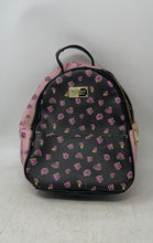 Load image into Gallery viewer, Juicy Couture Womens Black Pink Floral Print Faux Leather Inner Pocket Backpack