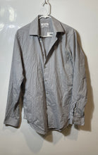 Load image into Gallery viewer, Calvin Klein Mens Gray Striped Slim Fit Long Sleeve Dress Shirt Sz 15.5 34/35 M