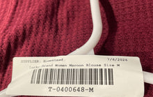 Load image into Gallery viewer, Lucky Brand Womens Maroon Lace Thermal Weave Knitted Blouse Top Size M