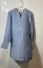 Load image into Gallery viewer, H&M Womens Blue Crepe Long Sleeve Split Neck Pullover Tunic Dress Size XS