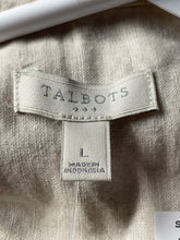 Load image into Gallery viewer, Talbots Womens Beige Roll Tab Long Sleeve Button-Up Shirt Size L With Tag