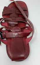 Load image into Gallery viewer, Aldo Mens Dark Red Leather Adjustable Strap Open Toe Fisherman Sandals Size 44