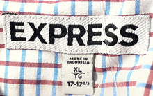 Load image into Gallery viewer, Express Mens Multicolor Plaid Long Sleeve Collared Dress Shirt Size XL 17-17.5