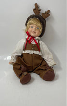 Load image into Gallery viewer, House Of Lloyd Girl Reindeer Brown White Red Ribbon Antler Hat Collector Doll