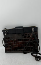 Load image into Gallery viewer, Brighton Womens Shadow Play Brown Black Embossed Leather Organizer Crossbody Bag