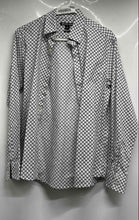 Load image into Gallery viewer, Michael Kors Mens White Black Monogram Print Long Sleeve Button-Up Shirt Size S