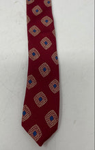 Load image into Gallery viewer, Christian Dior Mens Red Geometric Print Silk Track Bar Pointed Tie