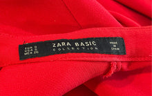 Load image into Gallery viewer, Zara Womens Red Long Bell Sleeve Mock Neck Back-Zip Comfort Mini Dress Size S