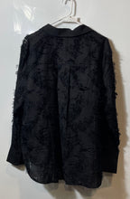 Load image into Gallery viewer, H&M Womens Black Textured-Weave Long Sleeve Collared Button-Up Shirt Size XL