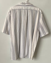 Load image into Gallery viewer, DKNY Mens White And Gray Striped Print Short Sleeve Button-Up Shirt Size XL