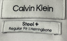 Load image into Gallery viewer, Calvin Klein Mens White Long Sleeve Steel + Regular Fit Dress Shirt Size XL 17.5