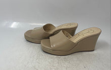 Load image into Gallery viewer, Jessica Simpson Womens Beige Leather Wedge Heel Slip-On Slide Sandals Size 6