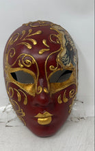 Load image into Gallery viewer, Womens Red Gold Hand-Painted Decorative Stefa Full-Face Masquerade Mask