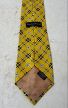 Load image into Gallery viewer, Laurant Benon Mens Yellow Geometric Floral Silk Keeper Loop Pointed Tie