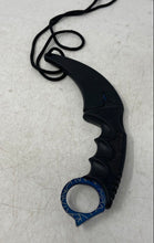 Load image into Gallery viewer, WarTech Blue Spider Web Blade Finish Stainless Steel Karambit Neck Knife