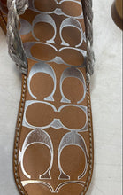 Load image into Gallery viewer, Coach Womens Silver Brown Leather Flat Slip-On Thong Sandals Size 8.5B
