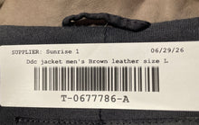 Load image into Gallery viewer, DDC Lab Mens Brown Leather Long Sleeve Notch Lapel Two-Button Blazer Size Large