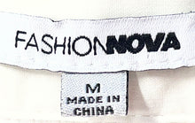 Load image into Gallery viewer, Fashion Nova Womens White Stretch Long Sleeve Collared Button-Up Shirt Size M