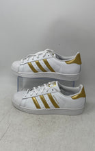 Load image into Gallery viewer, Adidas Womens Superstar B39402 White Gold Tone Lace-Up Sneaker Shoes Size 6.5