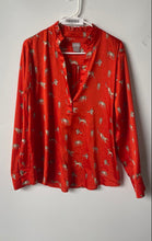Load image into Gallery viewer, Chico's Womens Orange Printed Long Sleeve Henley Neck Blouse Top Size 3