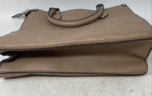 Load image into Gallery viewer, Nine West Womens Brown Monogram Embossed Shoulder Strap Satchel Handbag
