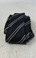 Load image into Gallery viewer, Gianfranco Ferre Mens Black & Gray Striped Keeper Loop Adjustable Designer Tie
