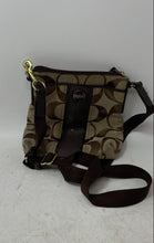 Load image into Gallery viewer, Coach Womens Brown Signature Stripe Detachable Strap Swingpack Crossbody Handbag