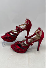 Load image into Gallery viewer, Moda Womens Red And Silver Color Open Toe High Stiletto Strappy Heels Size 7 M