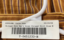 Load image into Gallery viewer, Michael Kors Mens Brown Striped Print Cotton Long Sleeve Button-Up Shirt Size M