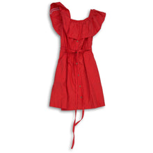 Load image into Gallery viewer, Express Womens Red Ruffle Off The Shoulder Button Front Mini Dress Size XXS